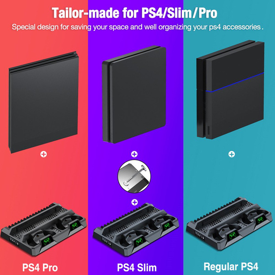 BEBONCOOL fr PS4 Playstation Vertikaler Stnder Khler Lfter System Pro Slim Game Controller Halter Ladestation Dock Pad