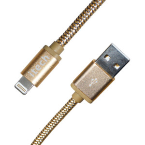 iTech Lade Datenkabel 2 Meter für iPhone 5,5S,5C,6S,6+,7,7+,8,8+,X,XS,XS MAX,11,11Pro,11PRO MAX Gold