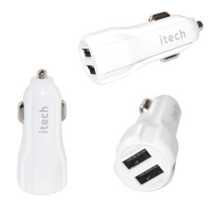 iTech 3400mAh Auto-ID 2 USB Car Charger MicroUSB White