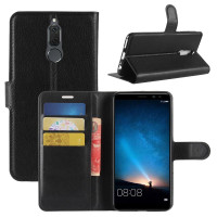 Kunstleder Bookstyle Tasche mit Lasche für Huawei Mate 10 Lite in Schwarz