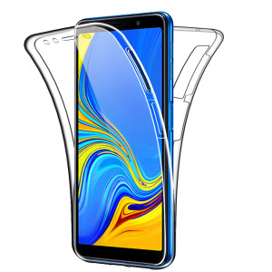 Ultra Dünne 360° Front + Back TPU Hülle für Samsung Galaxy A7 2018 Transparent