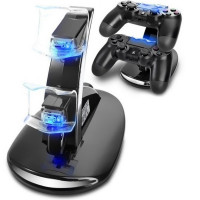 Controllerstand mit Ladefunktion und blauen LEDs für PS4