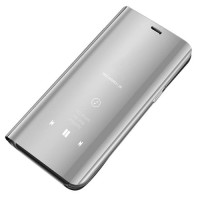 Clear View Standing Cover für Huawei Y7 2019 in Silber