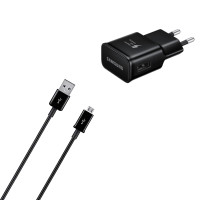 Original Samsung Schnellladegerät EP-TA20EWE + ECB-DU4AWE Ladekabel in Schwarz