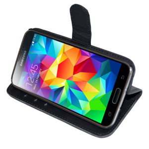 Kunstleder Bookstyle Tasche mit Lasche für Samsung G900F Galaxy S5 - Black