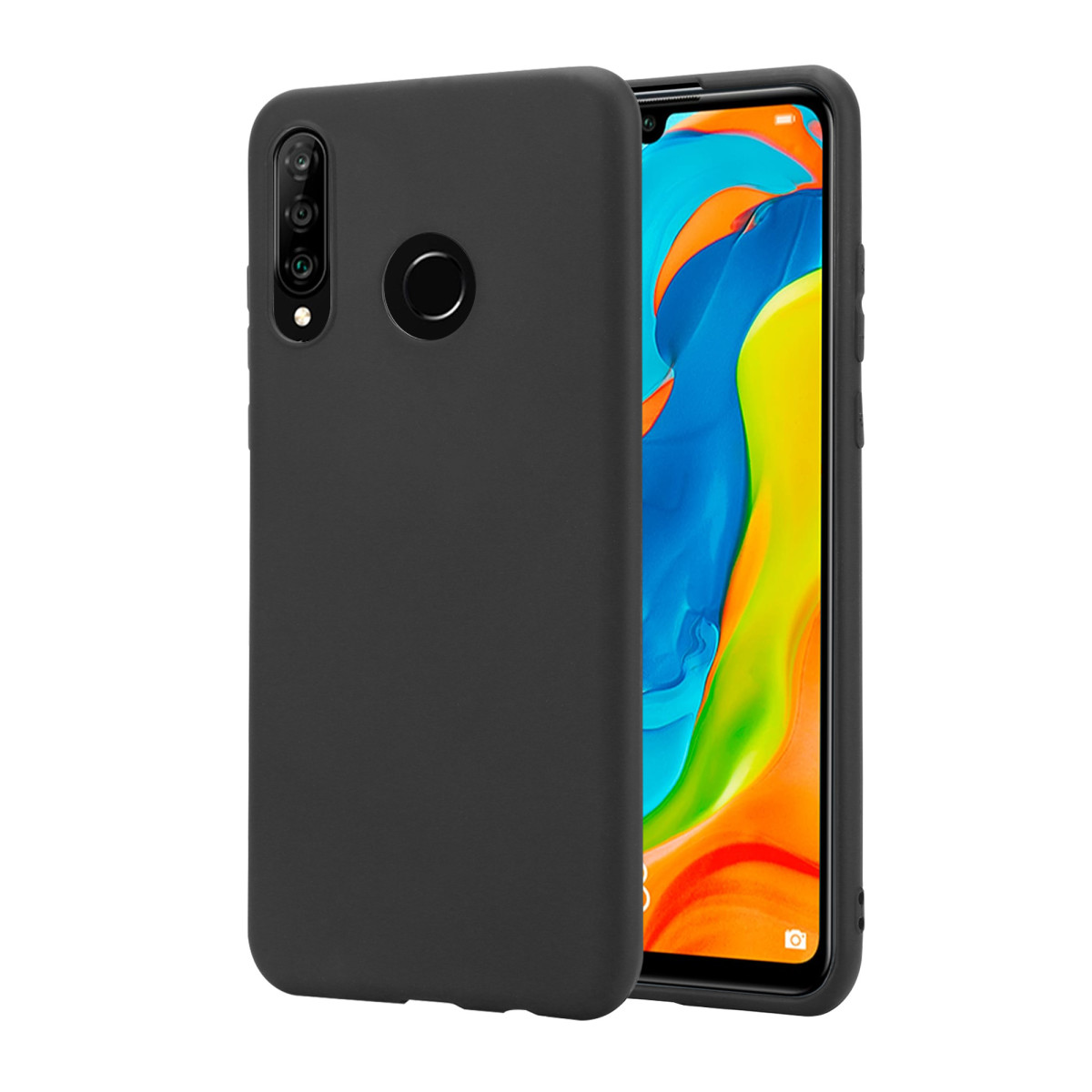 Schwarze Schutzhülle aus Silikon für Huawei P30...