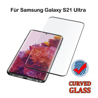 Echt Glas Displayschutz Folie für Samsung Galaxy S21 Ultra Curved Black