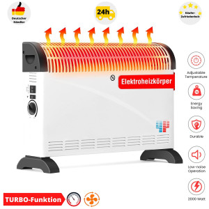 Elektroheizung Konvektor mit Gebläse Turbolüfter 2000 W 3 Stufig