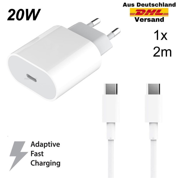 Original Apple 20W Ladegerät für iPhone iPad USB-C  iPad Air (5. Gen) 2 Meter