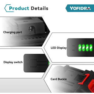 Yofidra 18V 6.0Ah Lithium-Batterie mit Anzeige für Makita Elektrowerkzeuge