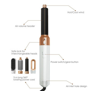 5-in-1 Haartrockner Heißluftkamm - Multifunktionsbürste