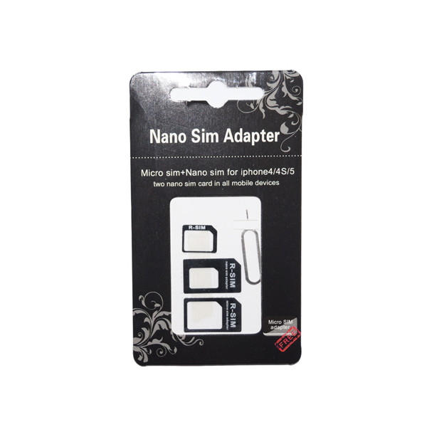 4in1 Micro Nano Simd Adapter Set mit Tool Schwarz