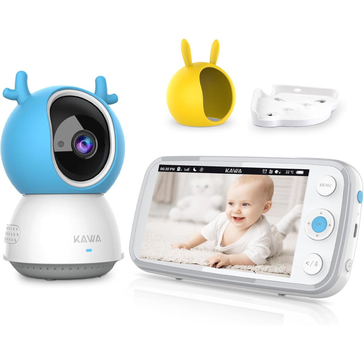 KAWA Baby Monitor S6 - 5 Zoll HD Kamera, 4000mAh Akku