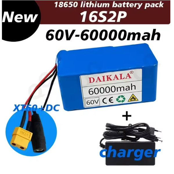 16S2P 60V Lithium-Ionen-Akku 60.000 mAh 132 Wh für Elektro-Scooter & Einräder