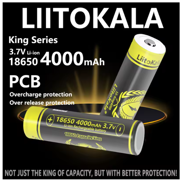 LiitoKala KING4000-PCB 18650 Akku – 3,7 V, 4000 mAh, hohe Leistungsentladung, 30 A