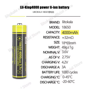 LiitoKala KING4000-PCB 18650 Akku – 3,7 V, 4000 mAh, hohe Leistungsentladung, 30 A