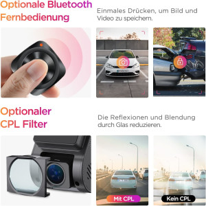 VIOFO Dashcam A119 Mini 2 + HK4 Hardwire Kit, 2.7K HDR, Nachtsicht, Wi-Fi, GPS