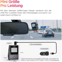 VIOFO Dashcam A119 Mini 2 + HK4 Hardwire Kit, 2.7K HDR, Nachtsicht, Wi-Fi, GPS