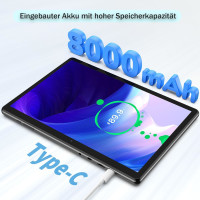 10" Tablet, Android 13, 12GB+256GB, 8000mAh, 5G WiFi, IPS, Schwarz