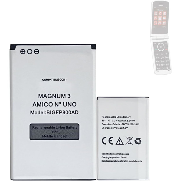 Ersatzakku BRONDI Magnum 3, Amico N3, N.1, UNOBL-11AT, 800mAh Lithium-Polymer