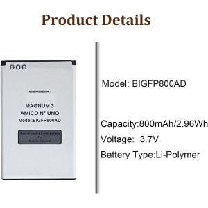 Ersatzakku BRONDI Magnum 3, Amico N3, N.1, UNOBL-11AT, 800mAh Lithium-Polymer