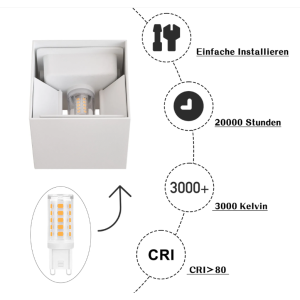 LED-Wandleuchte 4er Set IP65 Wasserdicht G9 3W Weiß Modern Up Down