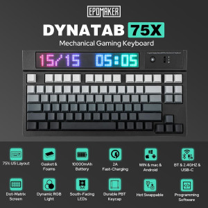 EPOMAKER DynaTab 75X RGB Mechanische 75% Tastatur, Hot-Swap, Bluetooth, 2.4G, USB-C