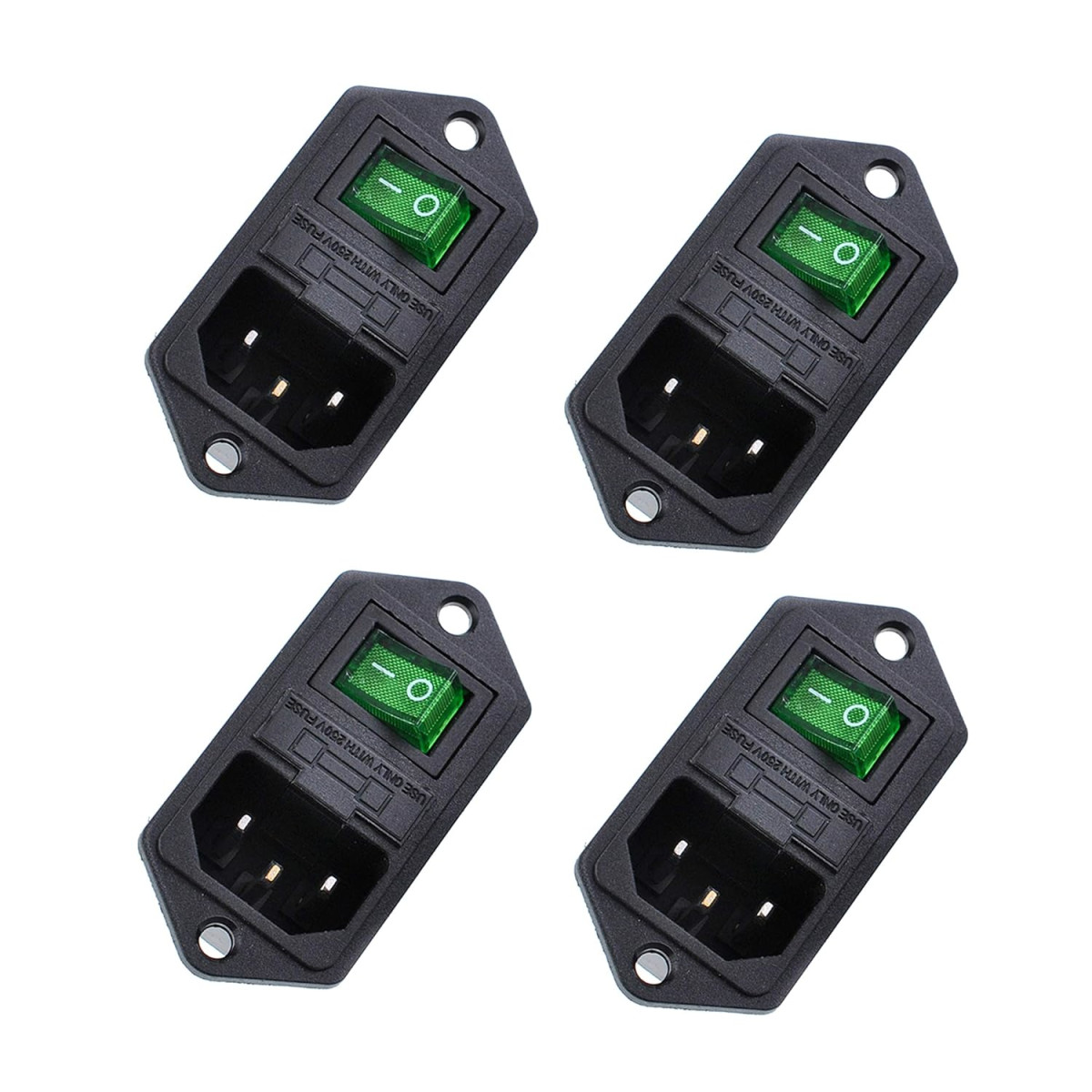 4x IEC320 C14 Inlet-Modulstecker mit Schalter, 10A, 250V,...