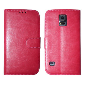 Kunstleder Bookstyle Tasche mit Lasche für Samsung G900F Galaxy S5 - Pink