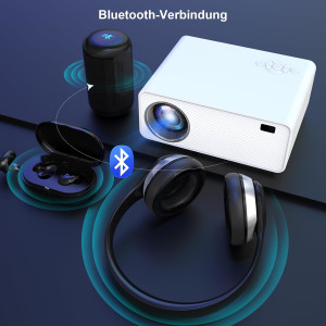 Wielio Full HD 1080P Projektor mit WiFi, Bluetooth, 12000 Lumen, Mini Beamer