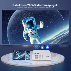 Wielio Full HD 1080P Projektor mit WiFi, Bluetooth, 12000 Lumen, Mini Beamer