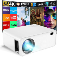 Wielio Full HD 1080P Projektor mit WiFi, Bluetooth, 12000 Lumen, Mini Beamer