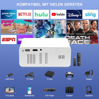 Wielio Full HD 1080P Projektor mit WiFi, Bluetooth, 12000 Lumen, Mini Beamer