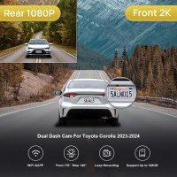 Fitcamx Dashcam 2K Front & 1080P Rear für Toyota Corolla 2023-2024 Hybrid LE SE